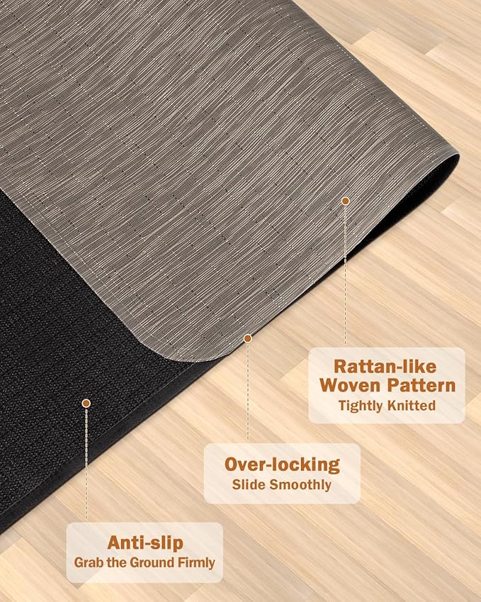 Blvornl Office Chair Mat for Hardwood Floor, 50"*63" Desk Computer Chair Mat for Hard Wood, Large Anti-Slip Hard Floor Protector for Rolling Chair, PVC Desk Rug for Office Dark Brown
