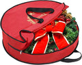 BALEINE 1 Pack Wreath Storage Container, Christmas Wreath Storage Bag with Reinforced Handle for Holiday Xmas (Red, 24"X8")