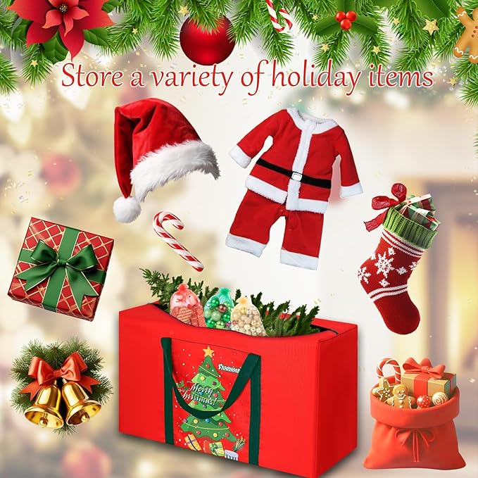 Christmas Tree Storage Bag 4FT 600d Oxford Fabric Small Christmas Tree Bag 3FT for Ornament Storage 85 X 45 X 25cm with 2 Christmas Decoration Storage Bag 30X40cm