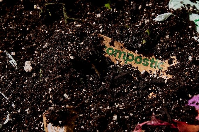 Compostic Home Compostable Trash Bags, 13 Gallon Tall Kitchen Rubbish Bags, Extra Strong & Quickly Breaks Down, 100 Count