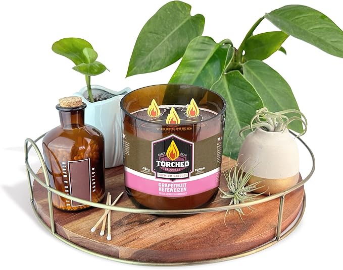 Torched Beer Scented Candles | Natural Soy Wax Candle | Grapefruit Hefeweizen Scent 28 oz | Makes a Great Gift for Men, Beer Lovers, and Collectors | Bar Man-Cave Decor and Accessories