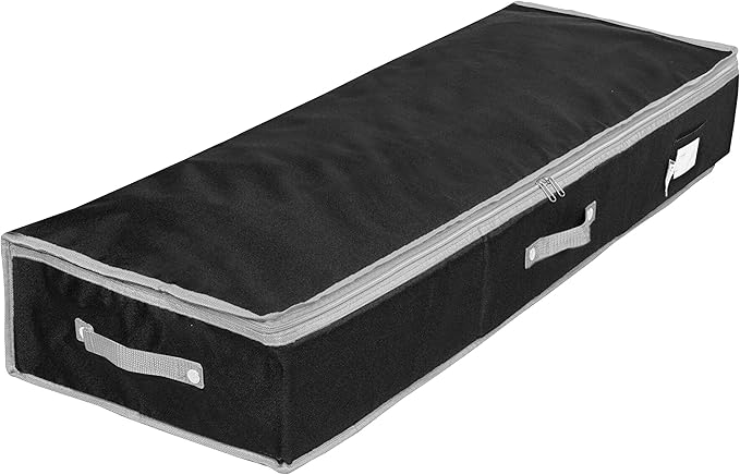 Primode Wrapping Paper Storage Container | Gift Wrap Organizer Under Bed | 41”x14”x6” | Box Holder for 18-24 Rolls Up to 40” | 600D Oxford Material | Pockets for Ribbon, Bows, and Accessories (Black)