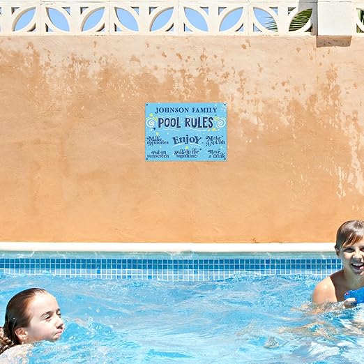 Custom Pool Sign, Fun Pool Rules For Pool Decor Sign, 10x14 Inches, Rust Free .040 Aluminum, Fade Resistant, Made in USA by Sigo Signs