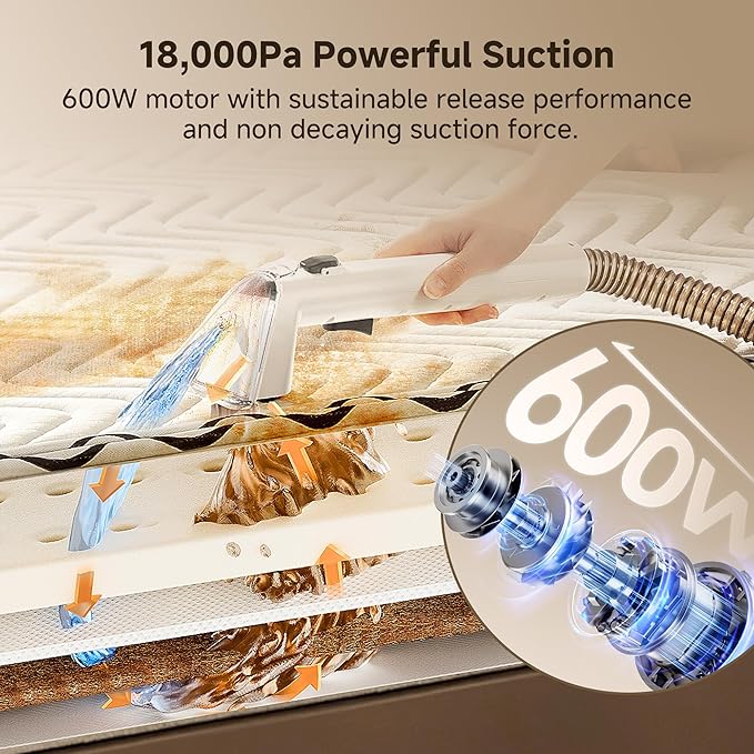 uwant Carpet Cleaner Machine 18Kpa Powerful Suction Upholstery Cleaner for Pet, Portable Carpet Cleaner with Cleaning Tools&Self-cleaning for Spot, Cars,Rug,Furniture