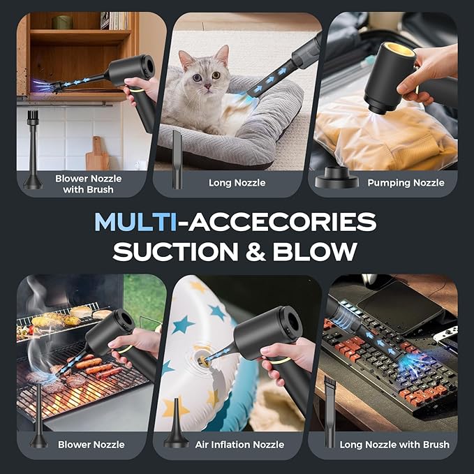 BSRCO Handheld Vacuum Cordless：4-in-1 Hand held Vacuum Cleaner,15000Pa Car Vacuum Portable Cordless,(1.25 lbs) Lightweight,21min Runtime Air Duster/Blower for Car,Home,Hair