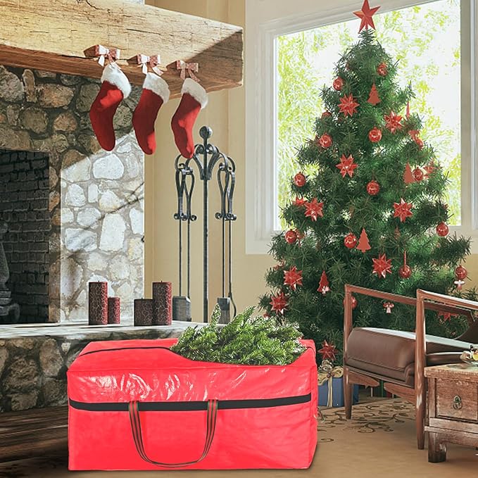 Christmas Tree Storage Bag -7FT/6FT Medium Waterproof Tearproof with 4 Handles Easy to Transport/Organize Dustproof and moisture-proof —Red