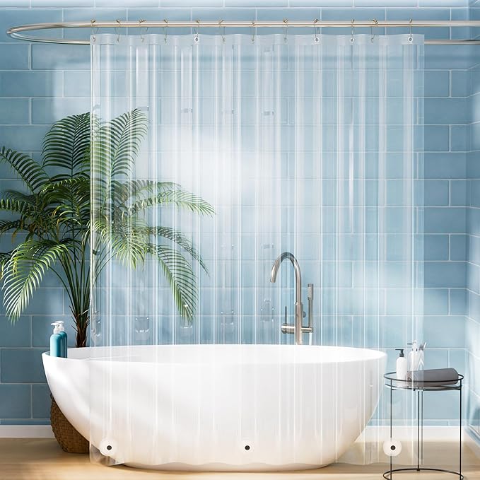 Titanker Plastic Shower Curtain Liner, Clear Shower Liner PEVA 72x75 Lightweight Waterproof Shower Curtains for Bathroom with Magnets and Rustproof Grommets