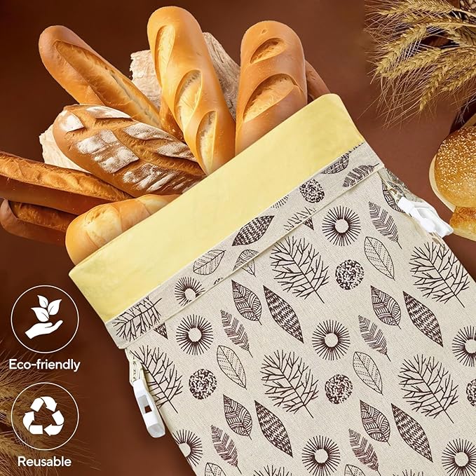 2 Pack Reusable Beeswax Storage Bags – Sourdough Bread Bags for Homemade Organic Cotton Waxed Food Bags for Freezer & Refrigerator Safe, Eco-Friendly Reusable Wraps to Keep Baked Goods Fresh Longer