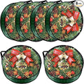 6 Pack Wreath Storage Container Bag, 24x8 Inch Christmas Wreath Storage Container Heavy Duty Christmas Wreath Boxes with Clear Window for Xmas Holiday Seasonal Wreath Garland (Green)