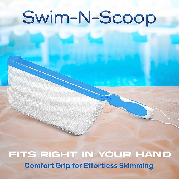 The Skimmie Swim-N-Scoop in-Pool Handheld Skimmer Net for Scooping Debris, Leaves, and Bugs While Swimming