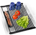 BELLE TERRE Multipurpose Roll-Up Dish Drying Rack - Silicone Wrapped, Heat-Resistant, Anti-Slip - Perfect for Small Kitchen Sink, 17" x 13"