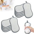 Multipurpose Cleaning Sponges, Non Scratch Double-Sided Heavy Duty Scrub Sponges, Silver Stainless Steel and Multi-Layer Fiber, Metal Scrubbing Pads Sponge Cloths for Home Kitchen (10)