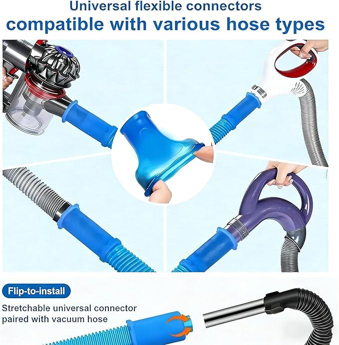 Dryer Vent Cleaner Kit，Dryer Vent Cleaning Vacuum Attachment，Fits All Vacuums，Dryer Vent Cleaning Vacuum Attachment，Universal Lint Dryer Attachment (Second-generation blue)