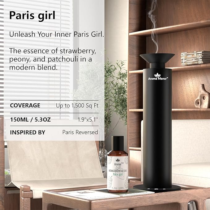 Hotel Scent Diffuser Oil - Paris Girl - Aroma Essential Oil Blends for Aromatherapy Diffuser Machine, Cedarwood, Elevate Large Room with Air Fresheners - 5.3fl oz