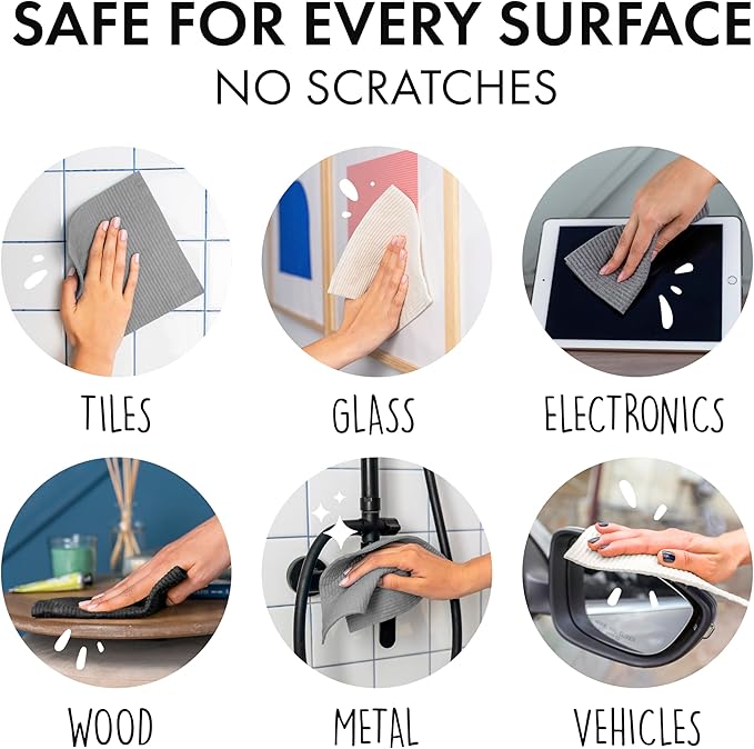 SUPERSCANDI 6 Pack Swedish Dishcloths for Kitchen - 100% Biodegradable & Compostable Reusable Paper Towels Washable, Food-Safe & Without Plastic - Dish Rags Suitable for Any Surface, Black