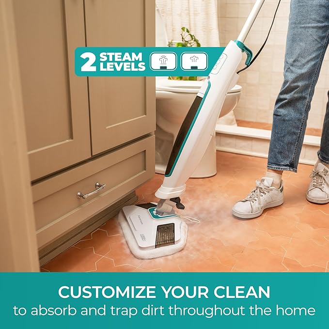 Kenmore SM2060 S200 Series Steam Mop for Floor Cleaning with Easy Scrubber & 2pcs Washable Pads, 2 Modes, Quick-Heating, Lightweight for Hardwood and Tile