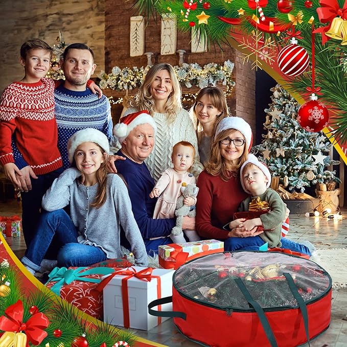Shappy 8 Pcs Christmas Wreath Storage Bag Clear Wreath Box Wreath Storage Containers with Clear Window and Handle Christmas Garland Storage Containers for Xmas Holiday Seasonal Storage (36 Inch)
