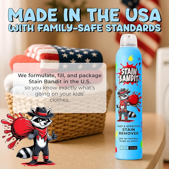 Stain Bandit Stain Remover Spray - Non-Toxic, Family Safe Formula - Bag-On-Valve 360 Continuous Spray - Powerful Natural Cleaner for Clothes, Upholstery, Carpet, Car Seats & More - 15 oz (Pack of 2)