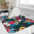 Kitchen Mat Abstract Solid Flowers Dish Drying Mat 12"x19" Bsorbent Coffee Maker Mat for Sink Dishes or Under Rack Kitchen Counter Accessories Absorbent Hide Stain Rubber Backed Dish Drying Pad
