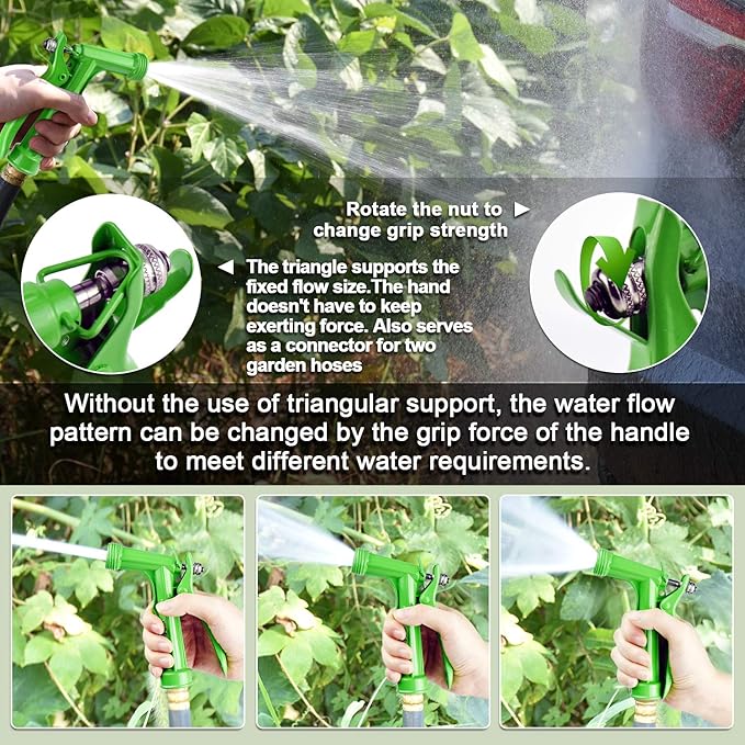 IRRIGLAD Hose Nozzle 2 Pack, Full Size Pistol Grip Water Nozzle Sprayer with Threaded Front, High Pressure Nozzle, Adjustable Spray Water Flow for Watering, Showering Pet, Washing Car, Cleaning, Green