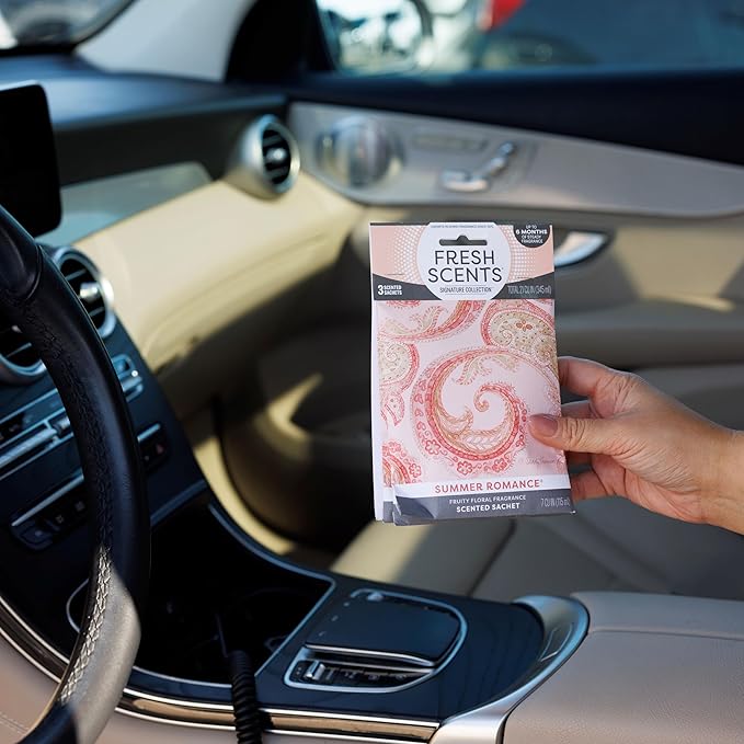 Fresh Scents Scented Sachets | Summer Romance | Home Fragrance | Long Lasting (Up to 6 Months) | Air Freshener for Closets, Drawers, & Cars | 6 Pack