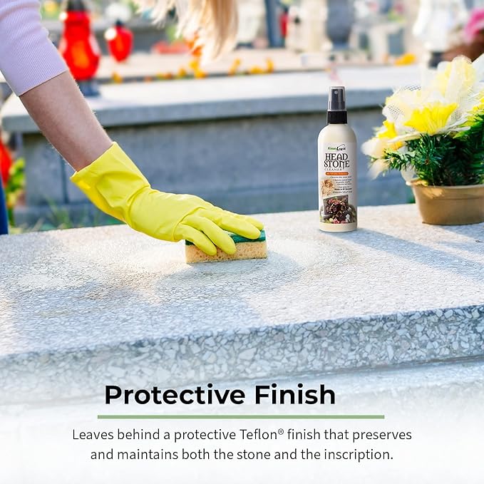 KleanLogik Headstone Cleaner For Graves & Memorials, Tombstone Cleaner Solution Removes Dirt & Plant Growth To Restore Natural Luster To Granite, Marble, Slate, Concrete, Limestone & Stone, 2-Pack
