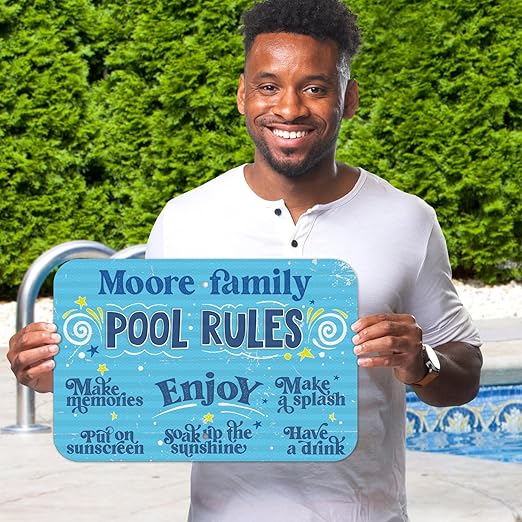 Custom Pool Sign, Fun Pool Rules for Pool Decor Sign, 12x18 Inches, Rust Free .063 Aluminum, Fade Resistant, Made in USA by Sigo Signs