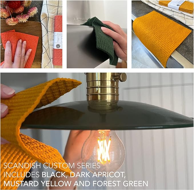 SCANDISH Black Swedish Dishcloths for Kitchen - Set of 3 Swedish Dish Cloths | Swedish Dish Towels Made in Sweden | Reusable, Compostable Black Dishcloths for Kitchen