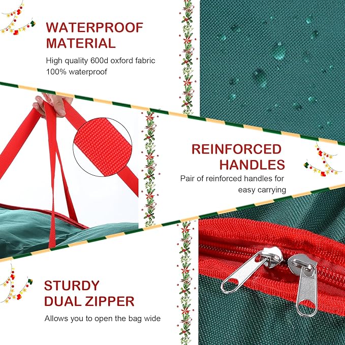 Christmas Tree Storage Bag 7.5Ft Tree Storage containers Bags 2 Piece Set with Small Storage Bag for Xmas Decorations (Red)