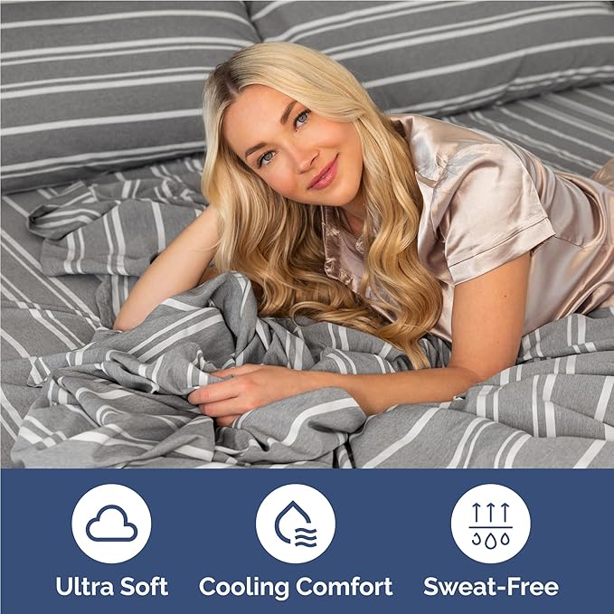 Twin XL 4 Piece Sheet Set - Comfy Breathable & Cooling - Soft Hotel Luxury Bedding Set with 8-16 Inch Deep Pockets - 1 Flat & 1 Fitted Sheet & 2 Pillowcases - Wrinkle Free & Easy Care - Grey Stripes 3