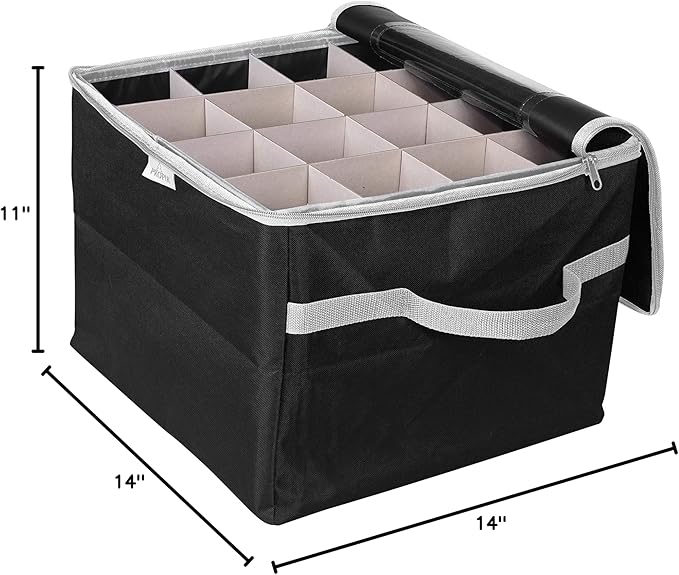 ProPik Christmas Ornament Storage Box, Organizer Holds Up to 48 Xmas Balls with 3 Separate Removable Trays, Container has Dividers to Organize Holiday Tree Ornaments (Black)