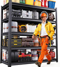 5-Tier 72”H Garage Shelving, Adjustable Garage Shelves,3000 Lbs Storage Shelves Heavy Duty, Garage Shelf for Tool Organization, Storage Shelves for Basement, Warehouse, Black (72''H×59''W×19.7''D)