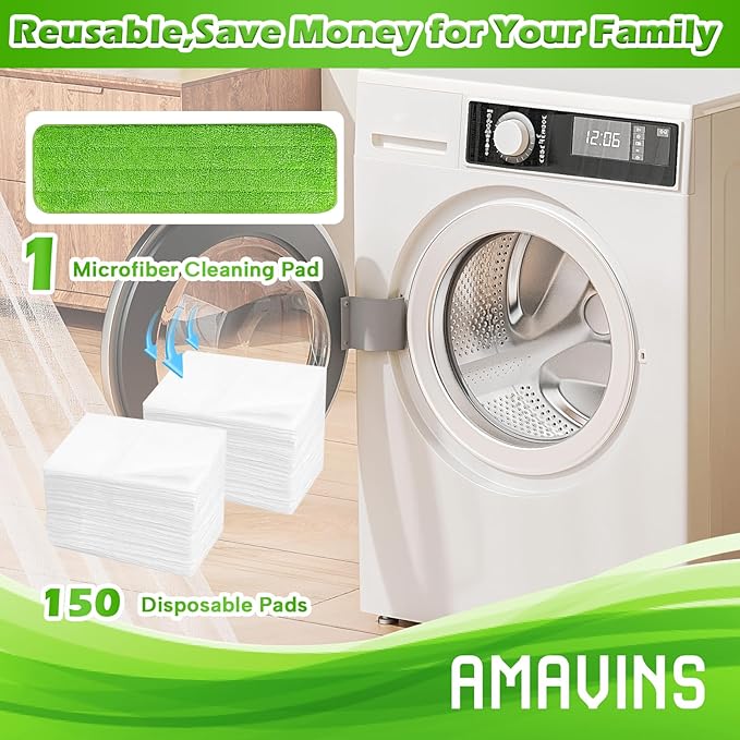 AmaVins 3 Pack Microfiber Cleaning Pads with All Bona Mop, Reusable Microfiber Mop Pads for 18 Inch Mop, Hardwood Floor Replacement Cleaning Mop Pads, Machine Washes