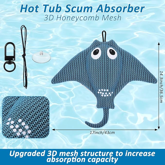 Hot Tub Scum Absorber, 2025 Upgrade Reusable Scum Devilfish Hot Tub Absorber Accessories Hot Tub Sponge for Spa & Pool Cleaner, Hot Tub Oil Absorbing Keeps Water Clean