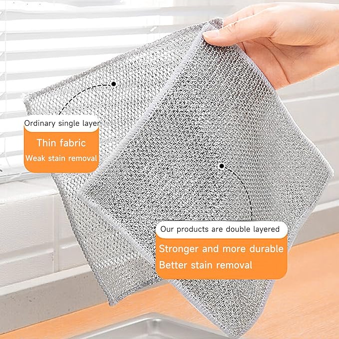 Sunyuneey Non-Scratch Metal Wire Dishcloth, Quick Cleaning Without Leaving Marks, Easily removes Stubborn Stains, Suitable for Various Surfaces, Metal Wire Dishcloth Cleaning Power (10)