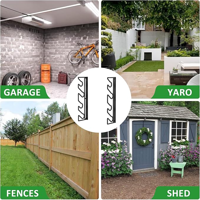 UNITEDPOWER Garden Tool Storage Rack，Wall Mounted Garage Organizer，Tool Utility Holder for Garden Equipment Shovel Rakes Brooms