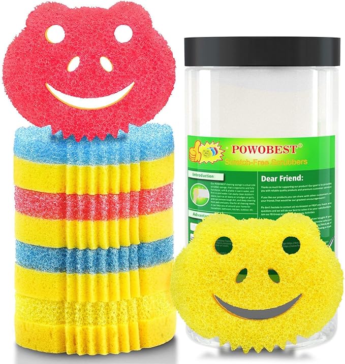 6 Pack Dish Scrubber, Scrub Sponge, Dual-Sided Temperature Controlled Kitchen Sponge for Dishes,Odor Resistant Scrubber,Cute Frog Scrub Sponges Household Cleaning Pads for Scrub Daddy,Scrub Mommy
