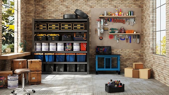 LI JIU HOME 6T 62" W x 24" D x 84" H Garage Shelving Heavy Duty Metal Shelving 4200LBS Storage Shelves Adjustable Metal Shelves for Storage Industrial Garage Shelves for Warehouse Basement