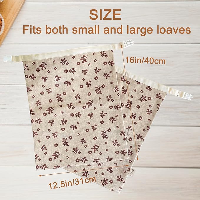 2 Pack Beeswax Bread Bags for Sourdough,Reusable Cotton Beeswax Bag for Homemade Bread,Freezer-Friendly & Freshness Preservation Storage to Keep Fresh