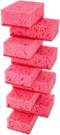 Okleen Pink Multi Use Scrub Sponges. Made in Europe. 9 Pack, 4.3x2.8x1.4 inches. Odorless Heavy Duty & Non Scratch Fiber. Durable and Delicate Scrubber for Kitchen & Bathroom, Housekeeping & Outdoors