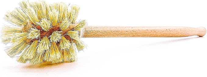 husMait Bottle Brush with Extra Long Wood Handle and Strong Bristles - Cleans and Scrubs Hard to Reach Wide Mouth Jars, Glasses, and Dishes