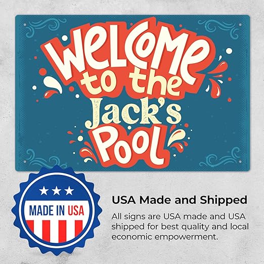 Custom Pool Sign, Welcome to The Pool Fun for Pool Décor Sign, 12x18 Inches, Rust Free .063 Aluminum, Fade Resistant, Made in USA by Sigo Signs