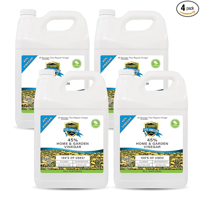 Natural Armor 45% Vinegar Industrial Strength Concentrate - Extra Strength - 9X Stronger Than Regular Vinegar (Case of 4-128 Oz Gallon Refills)