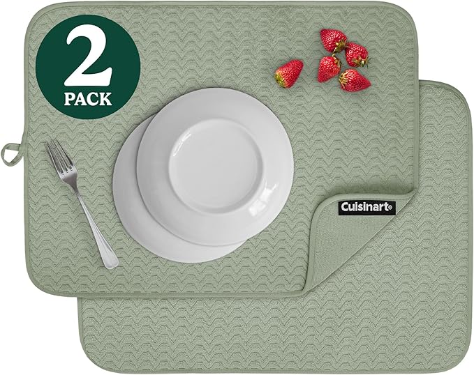Cuisinart Dish Drying Mats for Kitchen Counter - (2) 18" x 24" Ultra Absorbent Dish Drying Mat XL - Foldable, Machine Washable, Fast Drying Dish Mat