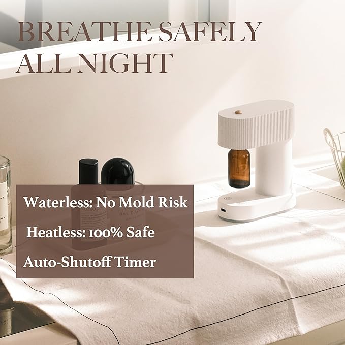 Waterless Diffuser, Compact Quіet Under 38 dB Aromatherapy Essential Oil Diffuser, Battery Operated Portable Scent Nebulizer for Home, Bedroom, Spa, Hotel, Offіce