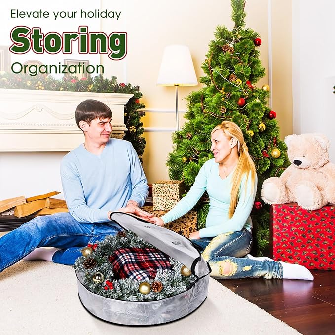5 Pack Christmas Storage Bags, 7.5 Ft Christmas Tree Large Bag, 24" Wreath Containers and 25" Garland Packing Tote Moving Bags with Handle Zipper for Artificial Xmas Tree Wreath Garland