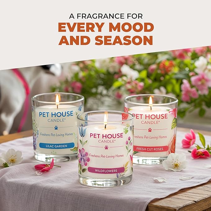 One Fur All Pet House Fall Candles, Long Lasting, Clean Burning, Soy Wax Scented Candles for Pet Odor, Falling Leaves
