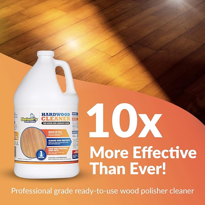 Sheiner's Hardwood Floor Cleaner, Laminate Floor Cleaner, Deep Cleansing Formula for Wood and Tile, pH Neutral and Non-Toxic, Compatible with Sprayer Bottles for Cleaning, 1 Gallon