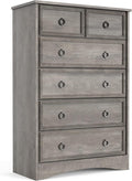 LGHM Modern Dressers for Bedroom with 6 Drawers, 6 Drawer Dresser, 44.33" Tall Chest of Drawers Closet Organizers & Storage Clothes - Easy Pull Handle, Textured Borders for Living Room, Hallway, Gray