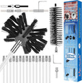 60 Feet Dryer Vent Cleaning Kit - Chrome Button Locking System, Extends Up to 60 Feet, Lint Remove, Dryer Duct Cleaner with Bonus Drill Attachment, Lint Trap Brush